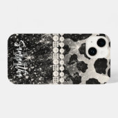 Coque Pour iPhone 14 Empreinte de léopard Parties scintillant argent (Verso Horizontal)