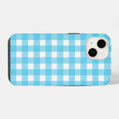 Coque Pour iPhone 14 En vichy bleu cérusé clair (Verso Horizontal)