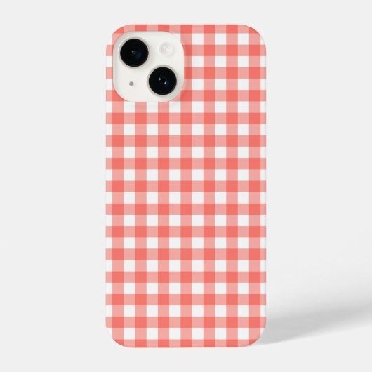 Coque Pour iPhone 14 En vichy rouge saumon (Verso)
