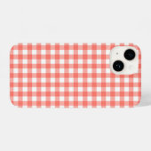 Coque Pour iPhone 14 En vichy rouge saumon (Verso Horizontal)