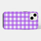 Coque Pour iPhone 14 En vichy violet brillant (Verso Horizontal)