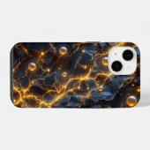 Coque Pour iPhone 14 Énergie Électrique Abstraite avec Éclair Doré (Verso Horizontal)