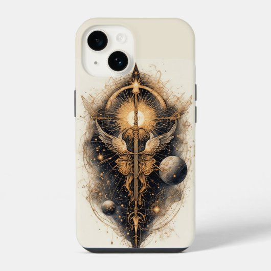 Coque Pour iPhone 14 Épée céleste avec ailes d'ange (Verso)