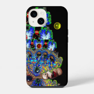 COQUE POUR iPhone 14 ÉPHÉMÈRE/ FEMME AVEC MASQUE FRACTAL COLORÉ