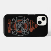 Coque Pour iPhone 14 Equipe de Secourt de pompier AJOUTER UN NOM À L'Hy (Verso Horizontal)