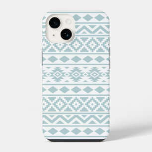 Coque Pour iPhone 14 Essence Aztèque Ptn III Œuf de Canard Bleu sur Fon