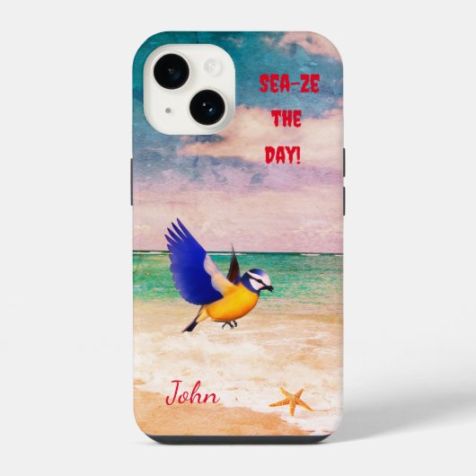 Coque Pour iPhone 14 Étoile de mer oiseau de plage de sable (Verso)