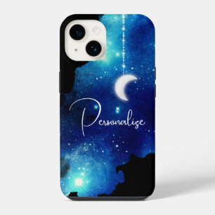 Coque Pour iPhone 14 Étoile lune ciel nocturne céleste galaxie noir ble