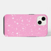 Coque Pour iPhone 14 Étoiles Blanches Sur Rose (Verso Horizontal)