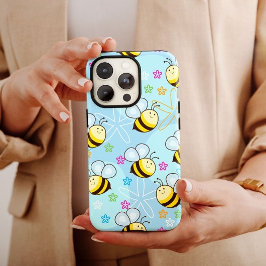 Coque Pour iPhone 14 Étoiles de Bumblebees Bleues | iPhone 14 Coque-Mat