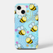 Coque Pour iPhone 14 Étoiles de Bumblebees Bleues | iPhone 14 Coque-Mat (Verso)