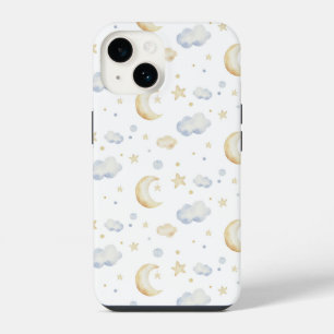 Coque Pour iPhone 14 Etoiles de lune d'aquarelle et Motif de nuage