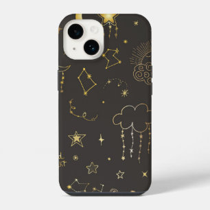 Coque Pour iPhone 14 Étoiles Dorées Célestes, Lune & Constellations