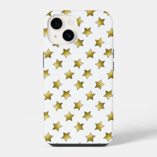 Coque Pour iPhone 14 Étoiles dorées élégantes motif blanc