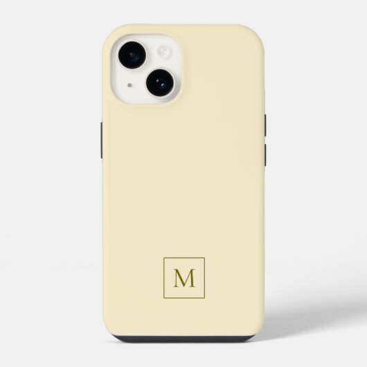 Coque Pour iPhone 14 Étui crème moderne minimal élégant monogramme init (Verso)