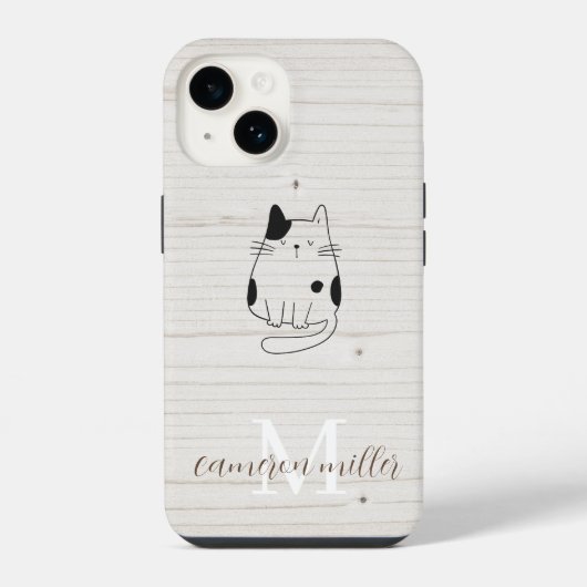 Coque Pour iPhone 14 Étui de nom de monogramme initial moderne minimal (Verso)