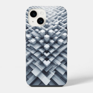 Coque Pour iPhone 14 Étui de téléphone à bloc géométrique blanc 3D Abst