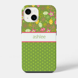 Coque Pour iPhone 14 Étui de téléphone à fleurs personnalisées et à poi