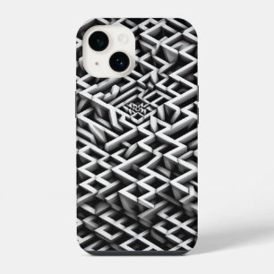 Coque Pour iPhone 14 Étui de téléphone à labyrinthe paradoxal monochrom