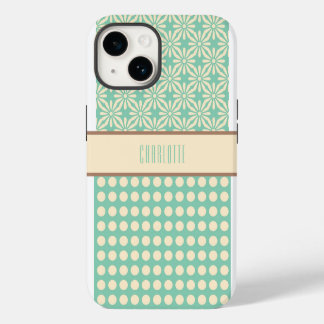 Coque Pour iPhone 14 Étui de téléphone à points et fleurs personnalisés