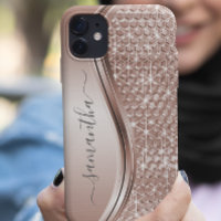 Étui de téléphone avec nom manuscrit Rose Gold Pai