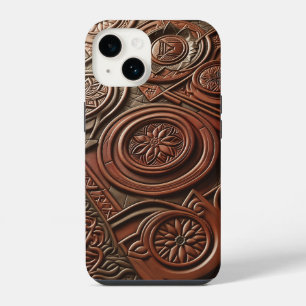 Coque Pour iPhone 14 Étui de téléphone en bois sculpté de luxe à motifs