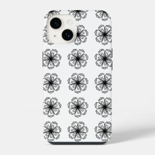 Coque Pour iPhone 14 Étui de téléphone Fleur Noir&Blanc Floral pour iPh