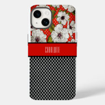 Étui de téléphone Fleurs Rouges et Noires