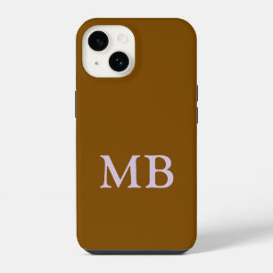 Coque Pour iPhone 14 Étui de téléphone marron doré de luxe avec nom per