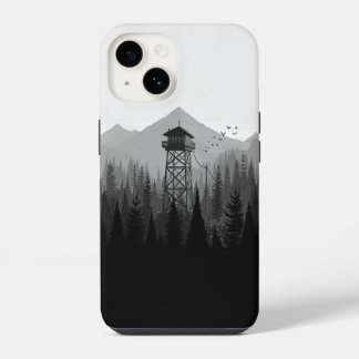 Coque Pour iPhone 14 Étui de téléphone minimaliste Tour de guet de forê