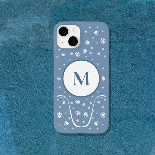 Coque Pour iPhone 14 Étui de téléphone Monogramme Fleur de pouvoir Bleu