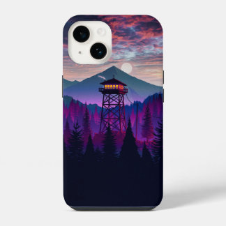 Coque Pour iPhone 14 Étui de téléphone Paysage Tour de guet de montagne