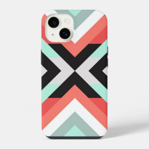 Coque Pour iPhone 14 Étui de téléphone tendance aqua corail à motif géo