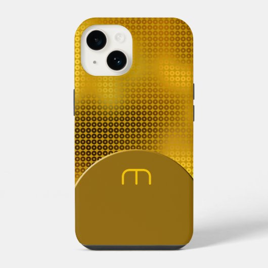 Coque Pour iPhone 14 Étui en sequins dorés monogramme Case-Mate pour iP (Verso)