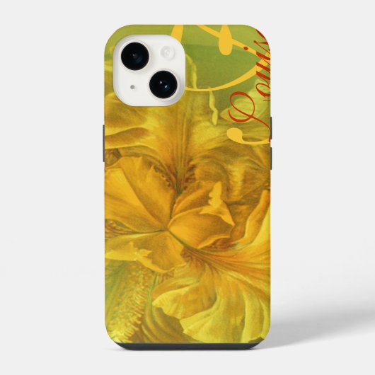 Coque Pour iPhone 14 Étui floral iris jaune nommé (Verso)