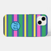 Coque Pour iPhone 14 Étui iPhone à rayures dynamiques avec monogramme p (Verso Horizontal)