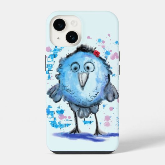 Coque Pour iPhone 14 Étui iPhone drôle Petit Oiseau Bleu (Verso)