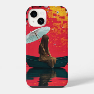 Coque Pour iPhone 14 Étui iPhone Fille dans un bateau sous lumière douc