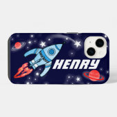 Coque Pour iPhone 14 Étui iphone fusée spatiale navy nom 5 lettres (Verso Horizontal)