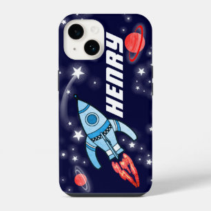 Coque Pour iPhone 14 Étui iphone fusée spatiale navy nom 5 lettres