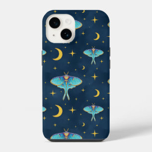 Coque Pour iPhone 14 Étui iPhone Papillon de Lune Ciel Naval et Étoiles