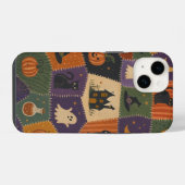 Coque Pour iPhone 14 Étui Maison Hantée Chat Fantôme Patchwork Hallowee (Verso Horizontal)