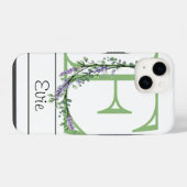 Coque Pour iPhone 14 Étui Monogram E Lavande Eucalyptus Case-Mate iPhon (Verso Horizontal)