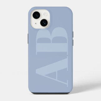 Coque Pour iPhone 14 Étui monogramme minimaliste initial bleu et gris m
