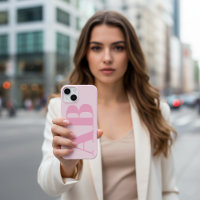 Étui Monogramme Minimaliste Moderne Rose Féminin