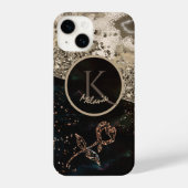 Coque Pour iPhone 14 Étui téléphonique classique Monogramme noir (Verso)