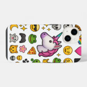Coque Pour iPhone 14 Explosion d'émojis sur le thème de licorne (Verso Horizontal)