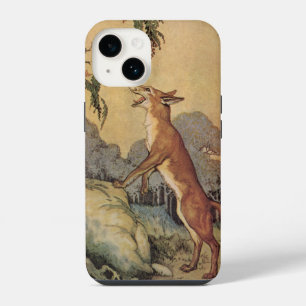Coque Pour iPhone 14 Fables d'Ésope vintage, Renard, Coq et Chien