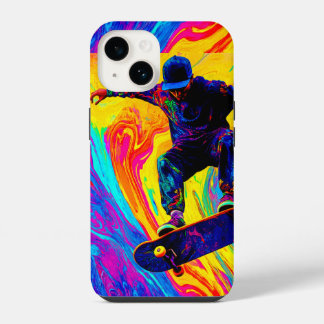 Coque Pour iPhone 14 Faire du skateboard à travers les couleurs