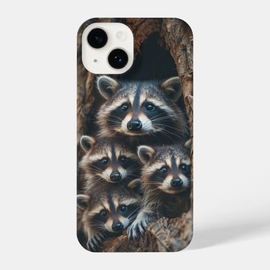 Coque Pour iPhone 14 Famille Racoon (Verso)